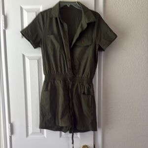 SHEIN Olive Green Short Sleeve Romper